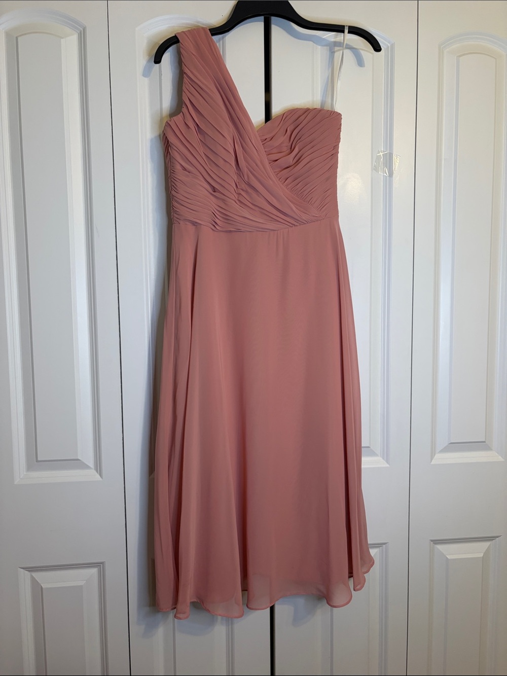 One-Shoulder Dusty Rose Chiffon Evening Dress